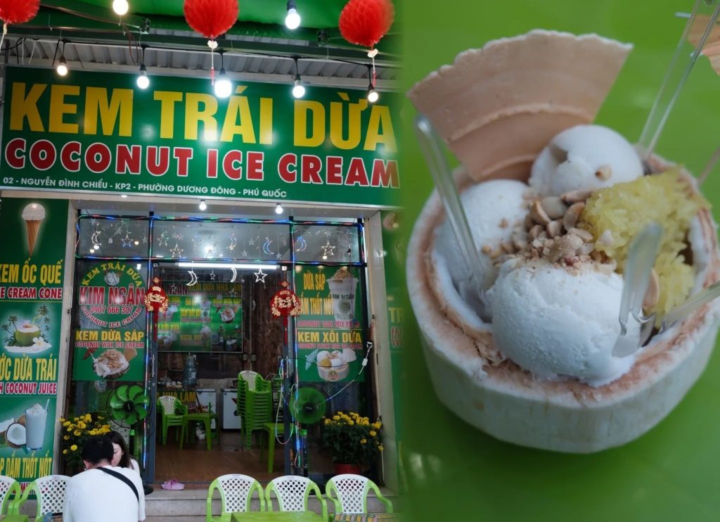 kem trái dừa nhà làm kim ngân phú quốc