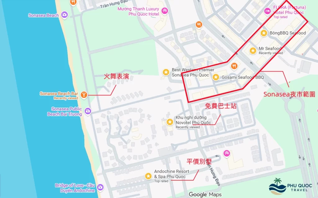 sonasea night market map phu quoc