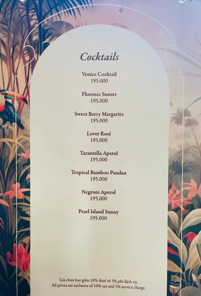 venice cafe sunset town phu quoc menu